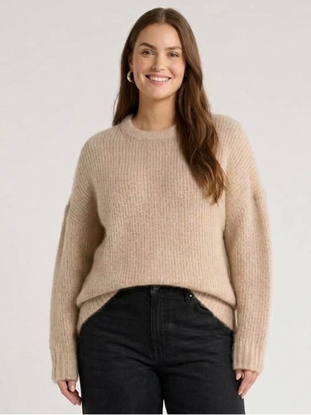 NORDSTROM Metallic Alpaca Blend Crewneck Sweater • Vanilla Cream • Size 2X • NWT